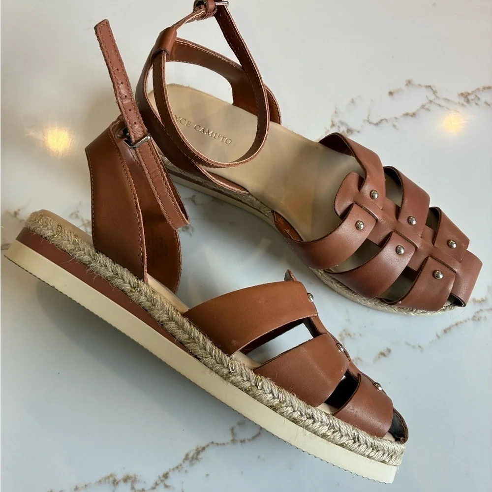 Vince Camuto Tan Leather Espadrilles size 9.5